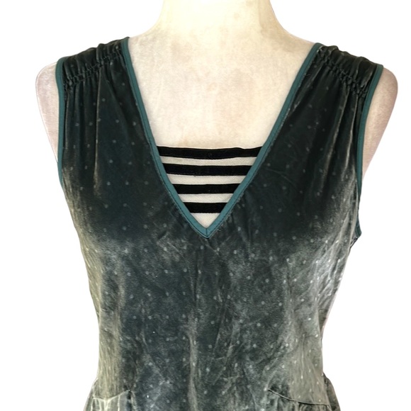 Marc Jacobs Moss Green Polkadot Velvet Peplum Tank Top - 6 - Picture 2 of 10